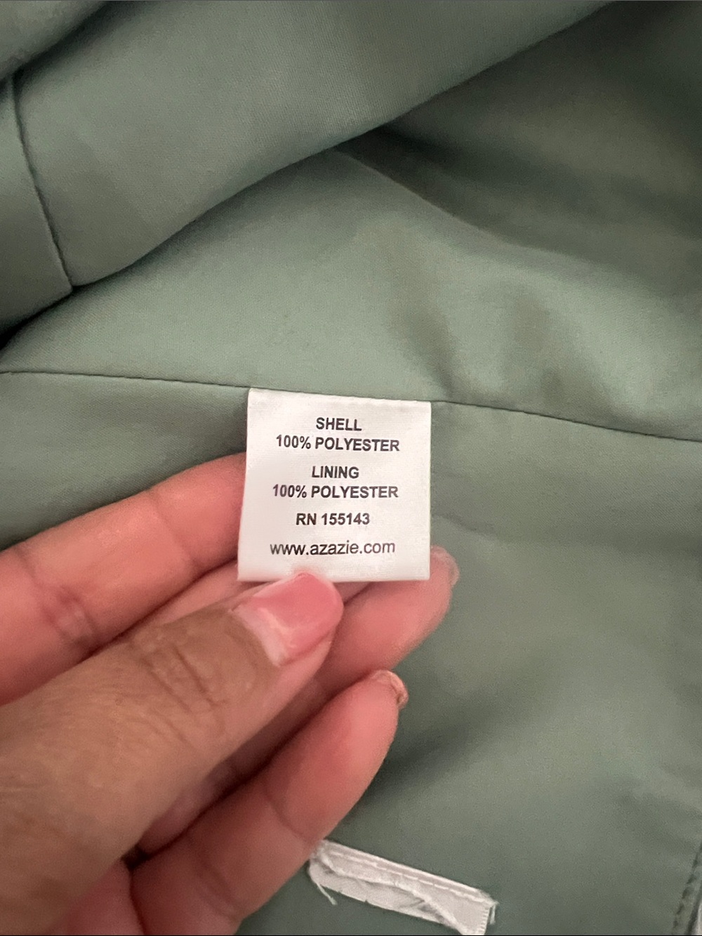 Azazie Sage Green Satin Draped Spaghetti Strap Gown - Picture 8 of 16